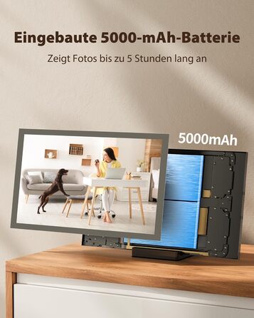 Цифровий фоторамка 10.1 дюйма Wi-Fi з 64GB пам'яті, IPS сенсорний дисплей 1280*800, для перегляду фото та відео через додаток Frameo, чорний