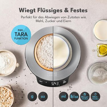 Кухонні ваги LEBENLANG з мискою - до 5 кг | Ідеально для випічки | Цифрова кухонна вага