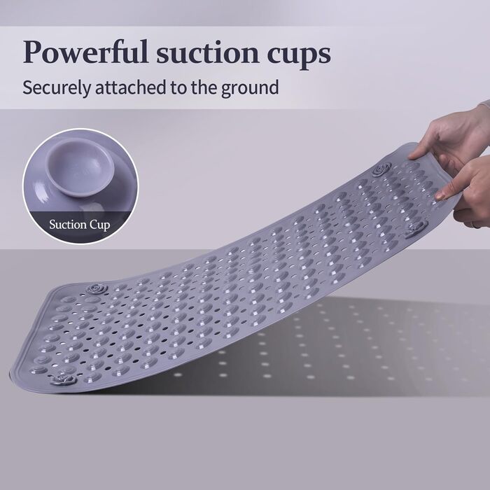 Килимок для душу з антиковзаючим покриттям, 60x90 см (Сірий)