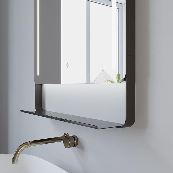 Дзеркало для ванної кімнати AQUABATOS LED 50x70 см з підсвіткою, сенсорне керування, холодний білий світ (6400K), IP44, CE, енергозберігаюче