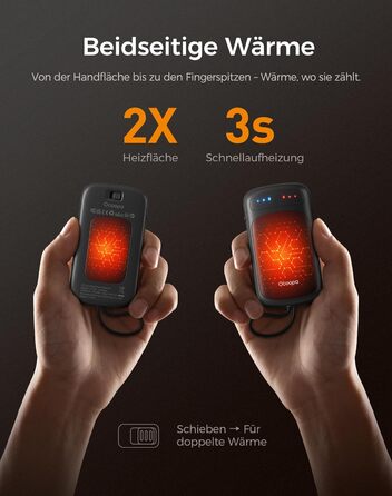 Електричні грілки для рук OCOOPA DuoHeat UT5 - чорні, для кемпінгу, полювання, подорожей, подарунок для чоловіків