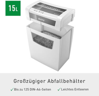 Шредер Leitz IQ Home Aktenvernichter: безпечний, тихий та компактний для дому та офісу, P4, 8 листів, білий