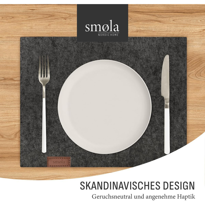 Набір з 12 елементів Smøla: преміальний фетровий набір для столу з підставками | Темно-сірий, миючий | Декор для столу, антрацит