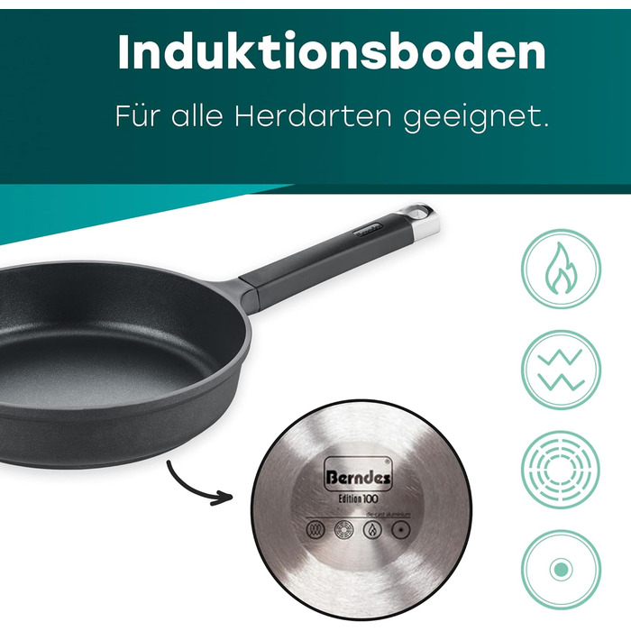 Сковорода Berndes - Edition 100 - 24 см, для індукційних та всіх типів варильних поверхонь, з антипригарним покриттям, литий алюміній