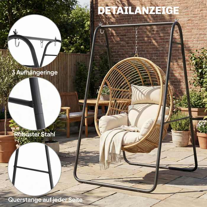 Стійка для гамака, вантажопідйомність 150 кг, для внутрішнього та зовнішнього використання, Чорна