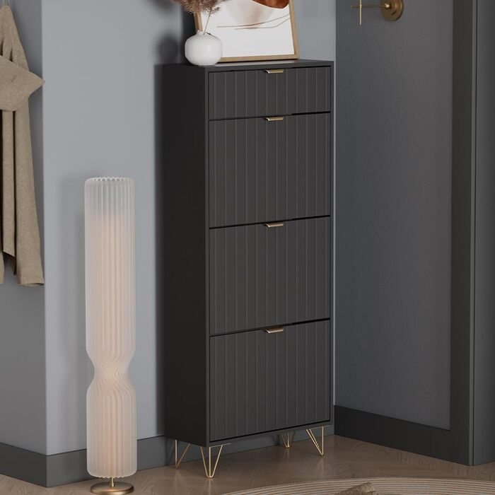 Шафа для взуття Vicco Helge, чорна, 60 x 145 см, 3 відділення