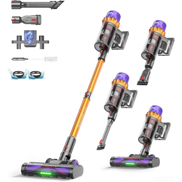 Акумуляторний пилосос AlloyMove A05: 50000Pa, 550W, 80 хвилин, LED дисплей, антизаплутувальна щітка, 7-ступенева фільтрація, для тварин, твердих поверхонь та килимів