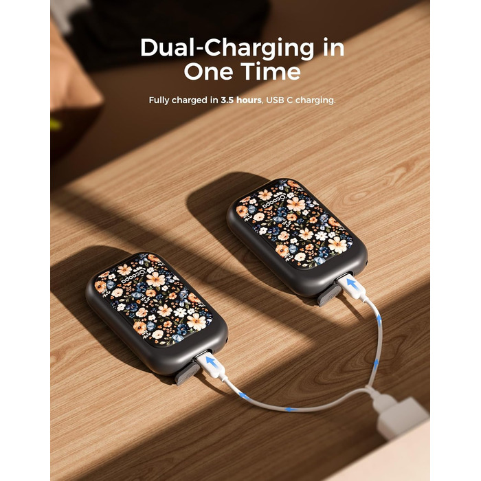 Електричні грілки для рук OCOOPA UT4 Young (Wiesenblumen), 5000mAh, 2 шт. - Компактні, Водонепроникні, Швидкий нагрів, USB