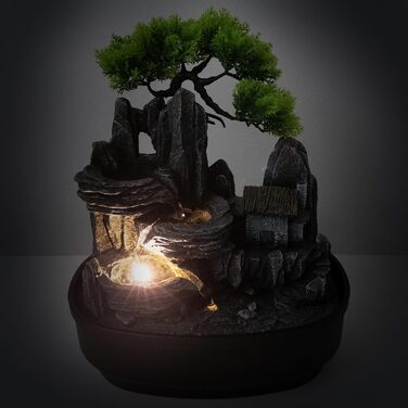 Кімнатний фонтан Лемодо з LED-підсвічуванням, 3-рівневий, для дому, офісу, 27x19x33 см