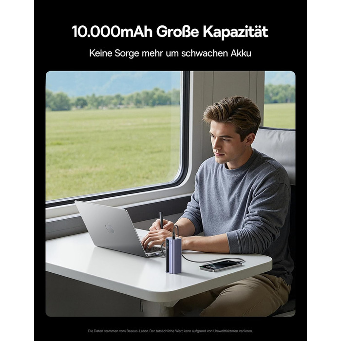 Powerbank Baseus EnerGeek для ноутбука: 100W, 10000mAh, 2x USB-C PD 3.0, Digital Display, сумісний з MacBook, Dell, HP, SteamDeck, iPhone, Samsung