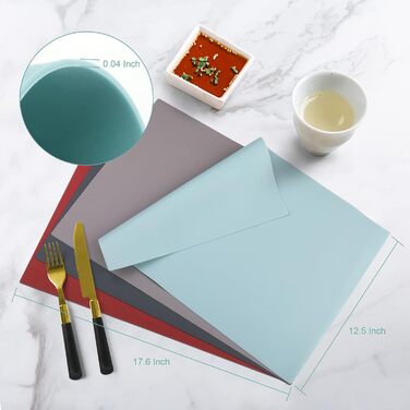 Силіконові серветки на стіл, овальні серветки для обіднього столу, набір 4 шт, неслизькі, водонепроникні, термостійкі, килимки для тераси (темно-сірий)