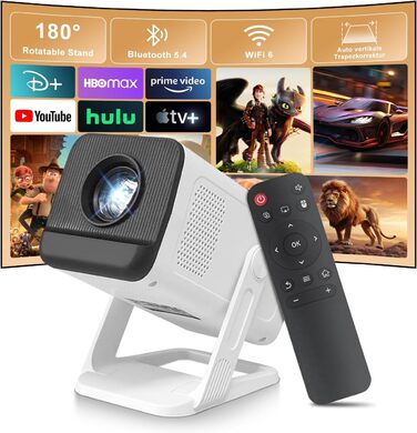 Портативний проєктор ZDSSY Beamer Klein 4K з Wi-Fi 6 та Bluetooth 5.2, автофокусом та корекцією трапеції, підтримкою Android/iPhone/PC/Mac/Switch/PS5