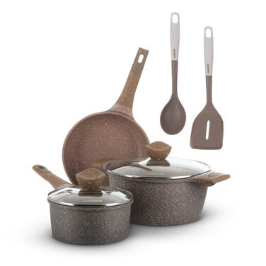 Набір каструль та сковорідок KASANOVA з антипригарним покриттям, індукційне дно, 7 предметів