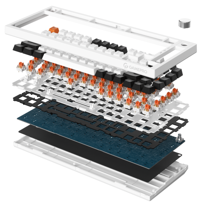 Бездротова механічна клавіатура GamePro Asgard Valhalla (MK160W Pro) 75% QLAB orange switches