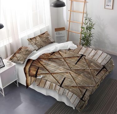 Сірий комплект постільної білизни 180x200 см, Геометричний дизайн, двостороння постільна білизна з мікрофібри, для алергіків, 3 частини (простирадло, ковдра, 2 наволочки 80x80 см)