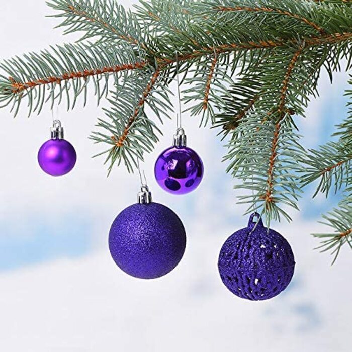 Набір з 14 різдвяних куль WOMA-50 і пластикові різдвяні кулі-сріблястий, червоний, бронзовий / мідний і багато іншого. - Прикраси для різдвяної ялинки і ялинкові прикраси (50, фіолетовий)