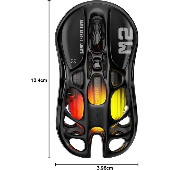 GravaStar Mercury M2 Бездротова Ігрова Миша з 26000 DPI, Сенсор PAW3395, 79г, 5 RGB-режимів, 5 програмованих кнопок, Tri-Mode (2.4GHz/Bluetooth/Кабель), для PC/Mac – Чорний