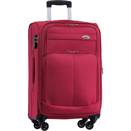 Набір валіз Beibye з тканини, з передніми кишенями, верхнім отвором та еластичною вставкою (Вишневий)