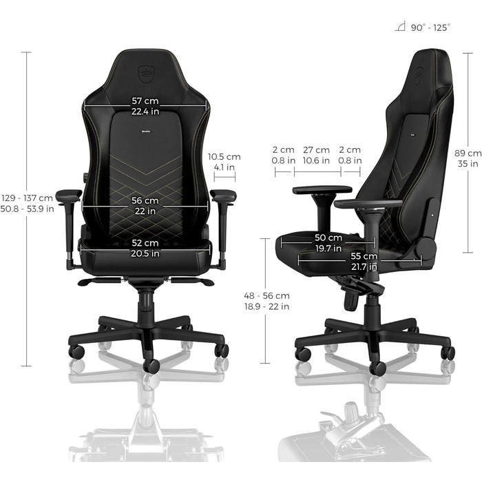 Noblechairs HERO: ігровий крісло, офісне крісло, крісло для роботи - PU-шкіра, чорний/золотий