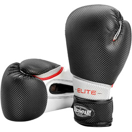 Боксерські рукавички для ванної кімнати моделі Elite зі штучної шкіри з ефектом карбону з широким боксерським ремінцем і застібками-липучками для тренувань з боксу, спарингів і змагань з боксу I вагова категорія 10 унцій - 16 унцій (14 унцій)