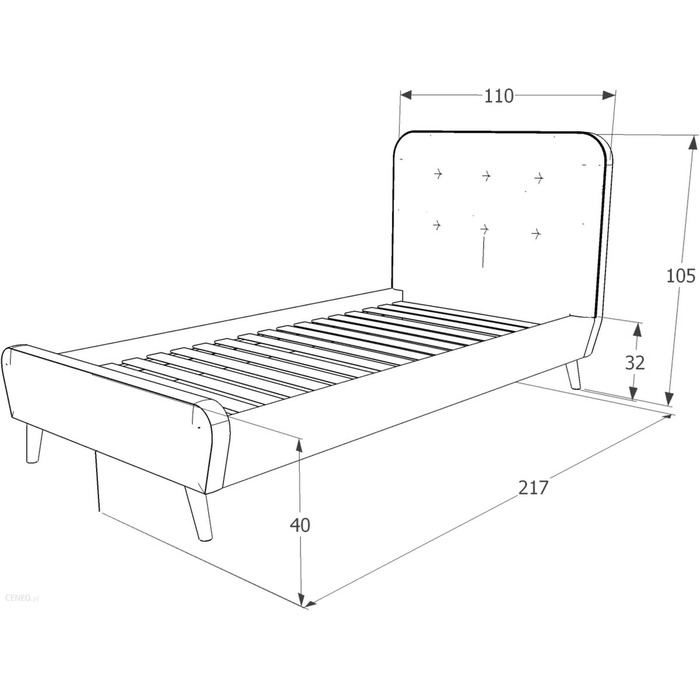 Ліжко TIFFANY 90X200 сіре/дуб TAP.57