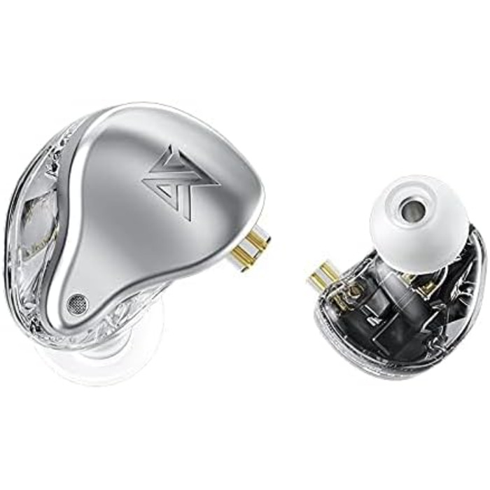 Внутрішньоканальний монітор LINSOUL KZ ZAS 7BA1DD, HiFi бас, гібридні навушники IEM, знімний кабель, сріблястий