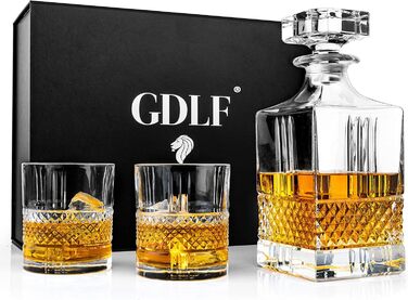 Набір графинів для віскі GDLF Графин 800 мл 2 банки Чоловічі подарунки Зроблено в Італії
