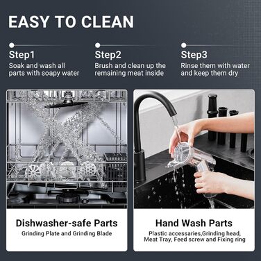 М'ясорубка електрична AAOBOSI #12 (3000 Вт, 3 швидкості) - професійна, з насадками для ковбас, кібе, бургера, 4 диски, 2 ножі, срібляста