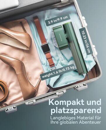 Jack & Rose Дампфглеттер: портативний праска-парогенератор для подорожей, 1000W, 110-240V, 2-в-1, зелений