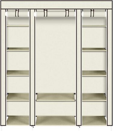 Шафа-купе розкладна з штангою для одягу та полицями, 150x45x175 см, бежева, для спальні/вбиральні