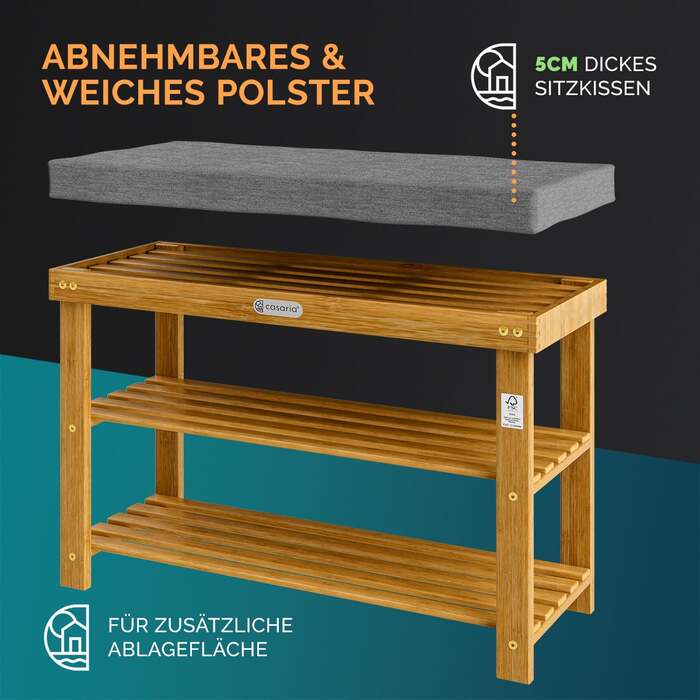 Лавка для взуття FSC® сертифікована деревина акації 90x30x48см
