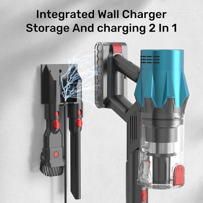 Bergxperten Orizom: Бездротовий пилосос з автовиявленням пилу, 60 хв роботи, 550 Вт, для килимів та твердих поверхонь, видалення шерсті тварин, без мішка (Блакитний)