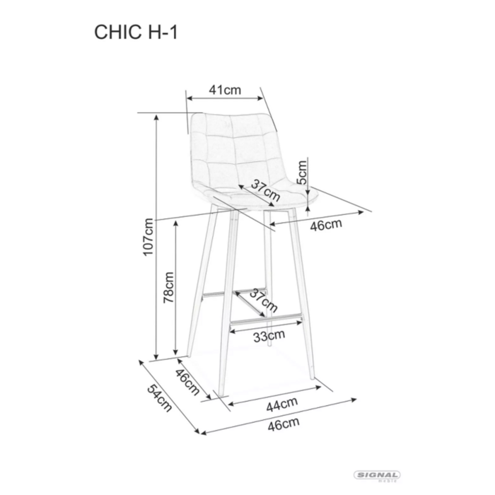 Барний стілець CHIC H-1 VELVET чорний каркас/сірий BL.14