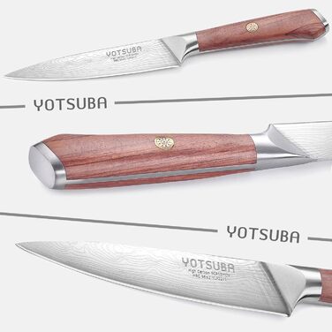 Набір професійних кухонних ножів YOTSUBA з дерев'яним блоком та точилкою, кухонні ножі з нержавіючої сталі, набір кухонних ножів для кухні (універсальний ніж 13 см)