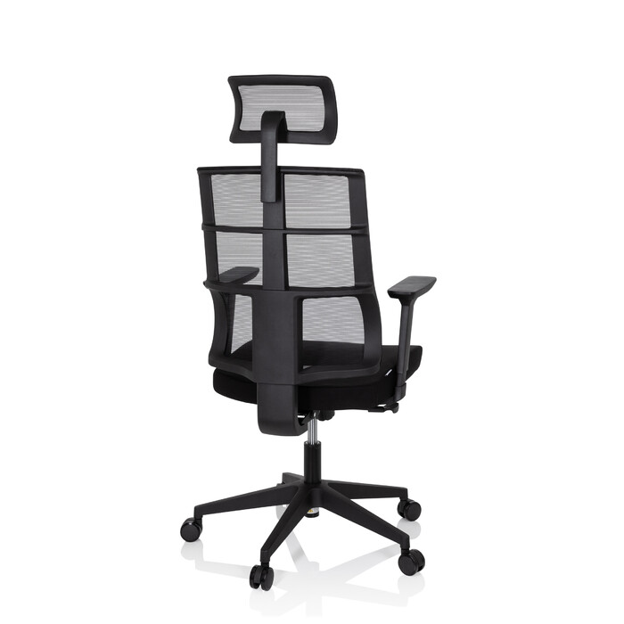 Офісне крісло / Крісло на коліщатках SPINIO PRO з сітчастою/тканинною оббивкою, чорного кольору, hjh OFFICE