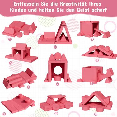 Дитяче ігрове крісло-диван, 15-ти частинний модульний, з сертифікацією Oeko-Tex® 100, з м'якого велюру (рожевий)