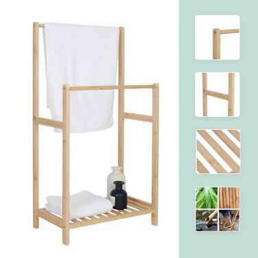 Підставка для рушників Relaxdays з бамбука, 2 перекладини та полиця