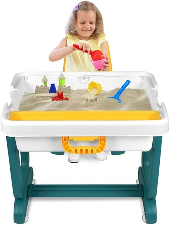 Дитячий стіл 5-в-1 з кріслами: ігровий стіл, навчальний стіл з місцем для зберігання та кубиками. Версія A