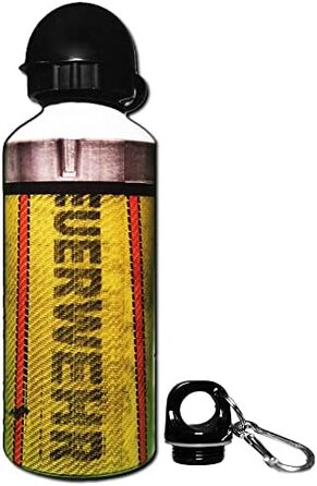 Пожежний шланг FIREBOTTLE жовтий Пляшка для води 600 мл з двома кришками та карабіном Конструкція друкованого шланга