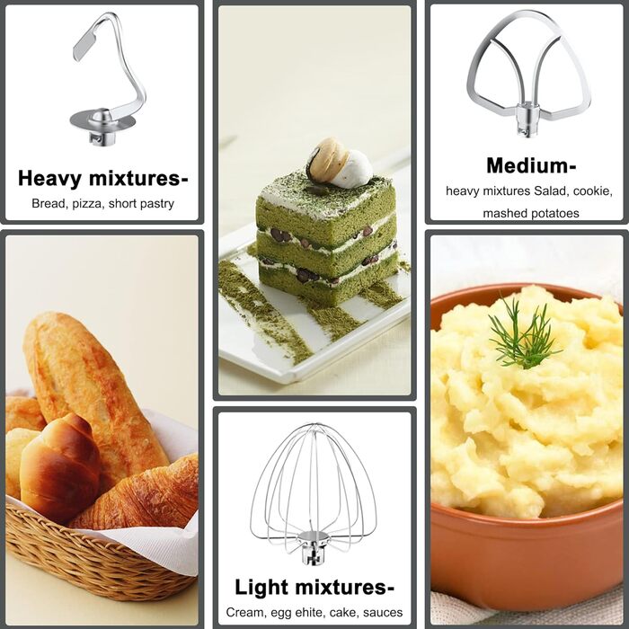 Кухонна машина 9.5л з планетарним міксером, 1500W, DOBBOR, з набором насадок (міксер, гак для тіста, вінчик), захист від бризок, 7 швидкостей, чорний колір