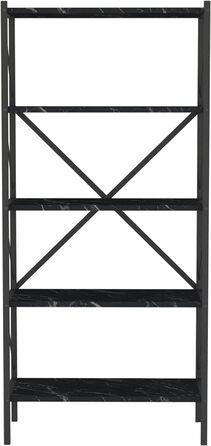 Книжкова шафа Vanylven відкрита полиця 160x66x34см Стояча полиця для вітальні Кабінет Мармур, чорний мармур, чорний 160 x 66 x 34 см