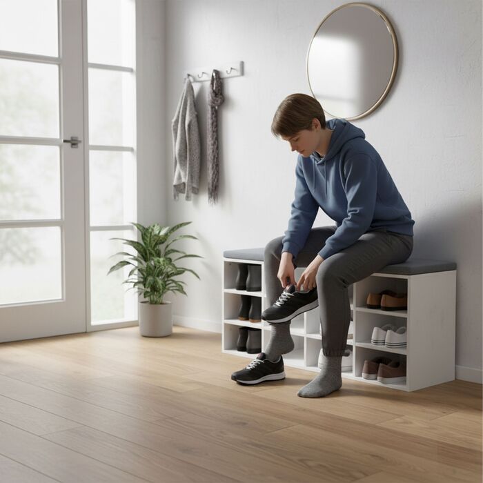 Підставка для взуття Relaxdays з м'яким сидінням та відкритими полицями