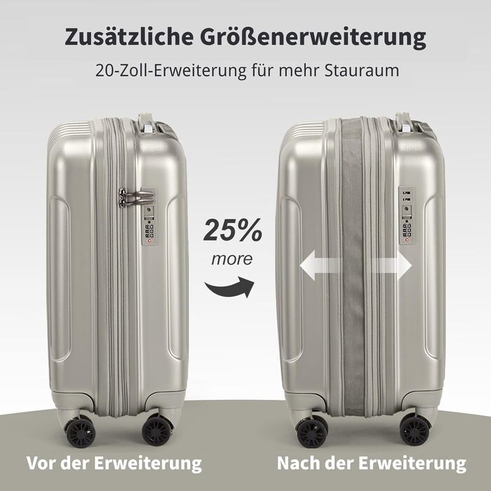 Набір валіз LALAHO 2 шт: дорожній набір з косметичною сумкою, валізи з ABS+PC, телескопічний ручка, ручна поклажа, градієнтний дизайн (Space Gray)