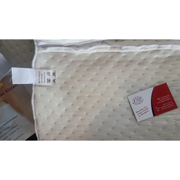 Ортопедична подушка для шиї FMP Matratzenmanufaktur з віскоеластичної піни, 70x36x11 см, біла