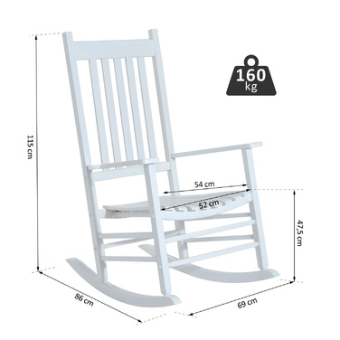 Дерев'яне крісло-гойдалка Outsunny з підлокітником, крісло-гойдалка Relax Chair Садове крісло білого кольору, 69 x 86 x 115 см, ідеально підходить для саду та тераси
