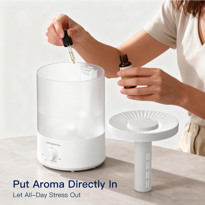 Набір з 2 ультразвукових зволожувачів повітря H1-XIT по 3.5Л, холодний туман, верхній залив води, безпротікання, для дитячої кімнати, спальні та вітальні, білий