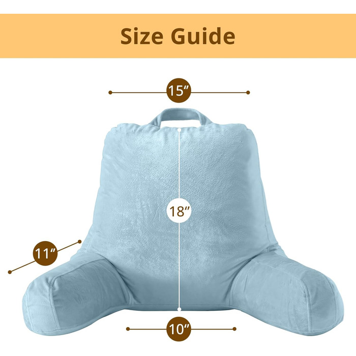 Підкуштунок Sasttie з велюровою спинкою, подушка для підтримки спини для дорослих з підлокітниками, для читання в ліжку, на дивані, на підлозі, в гуртожитку.