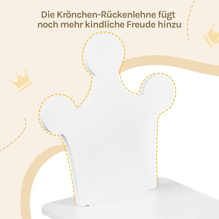 Дитячий стіл з 2 стільцями Woltu для дитячої кімнати, ігрової зони, садочка. Зручні стільці з підлокотниками. Комплект меблів з МДФ та масиву дерева, білий + світлий дуб. Квадратний стіл.