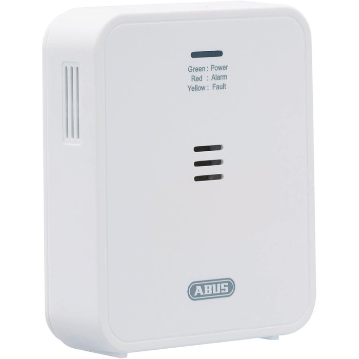 Детектор чадного газу ABUS COWM370 - датчик CO з 7-річним сенсором, гучний сигнал 85 дБ, кнопка тестування та 3 роки роботи від батареї - білий, 1 шт., без дисплея