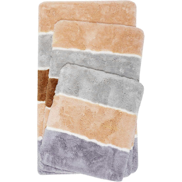 Килимок для ванної кімнати Rio Marina: м'який, пухнастий, антиковзний, 70 x 120 см, лосось/сірий/коричневий